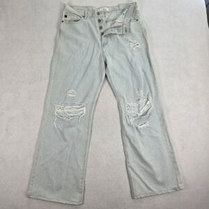 KanCan Womens Light Wash Distressed High Rise Wide Leg Jeans Size 13/30 0171